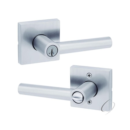 Milan Lever With Square Rose Entry Door Lock SmartKey With 6AL Latch,RCS Strike Satin Chrome Finish